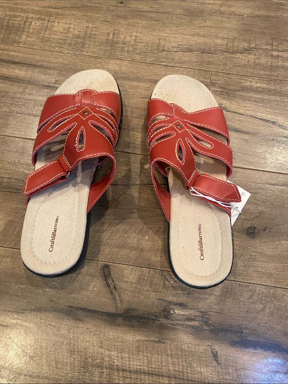 croft & barrow Red Slip-On Decorative Strap Sandals